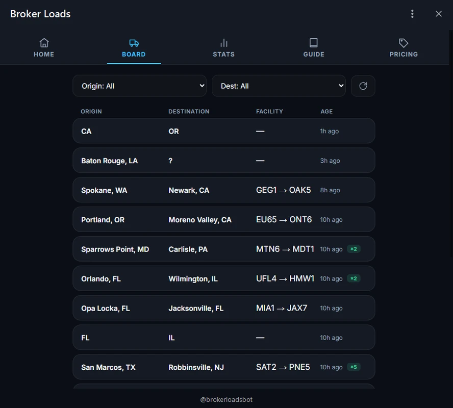 BrokerLoadsBot live load board
